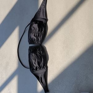 Victoria's secret black strapless ruched bikini top